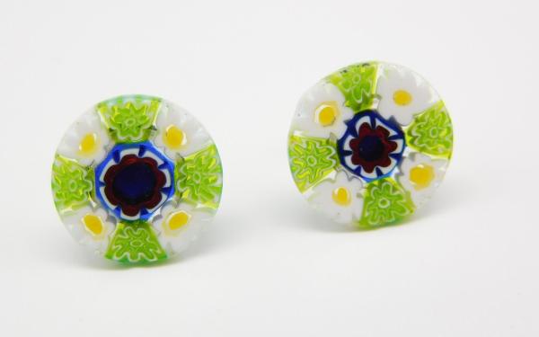 Millefiore Glass (Murrine) green-yellow - Studs